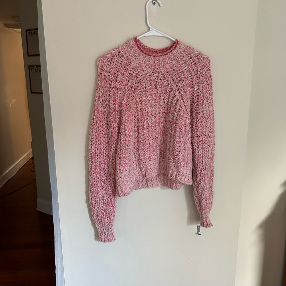 Aritzia Wilfred Pink Confetti Sweater Cropped Mock-Neck Sweater Size Size XXS - Picture 3 of 14